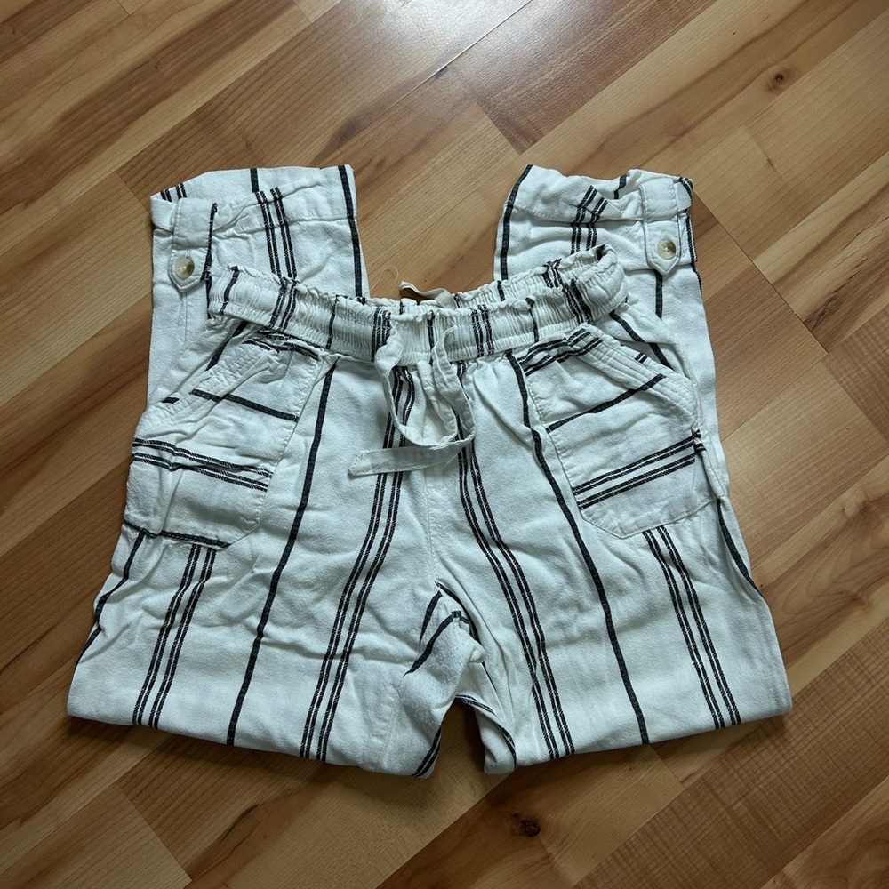 Striped White and Black Casual Pants